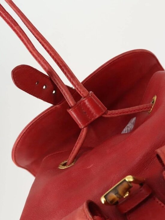 GUCCI Bamboo Backpack Leather Red Gold 003 2058 0016 Auth 156257 main image 6